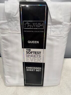 Amy Miller Home Queen Embossed Sheet Set - White